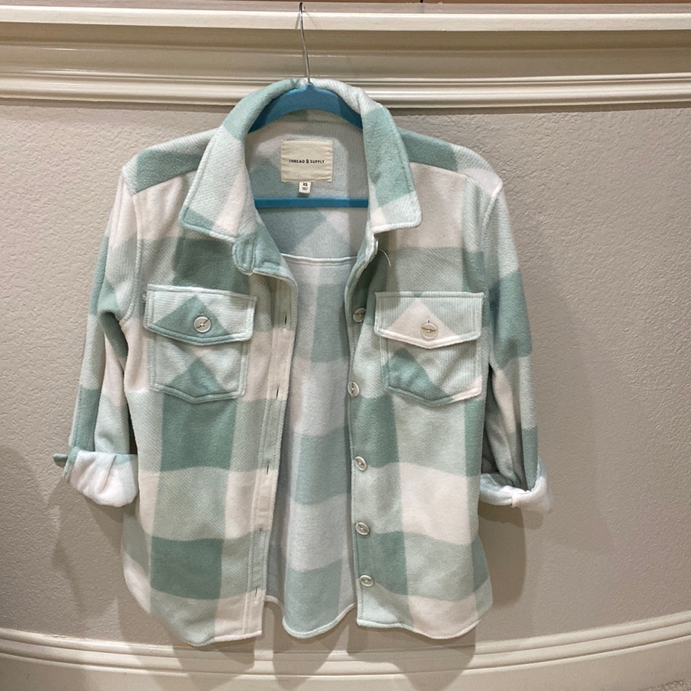 Green plaid shacket